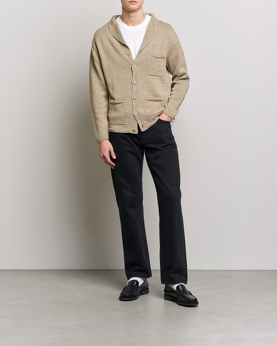 Herre | Gensere | Inis Meáin | Washed Linen Pub Jacket Dark Natural