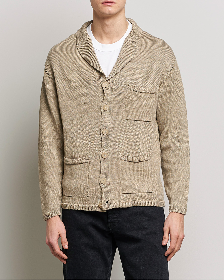 Herre | Gensere | Inis Meáin | Washed Linen Pub Jacket Dark Natural