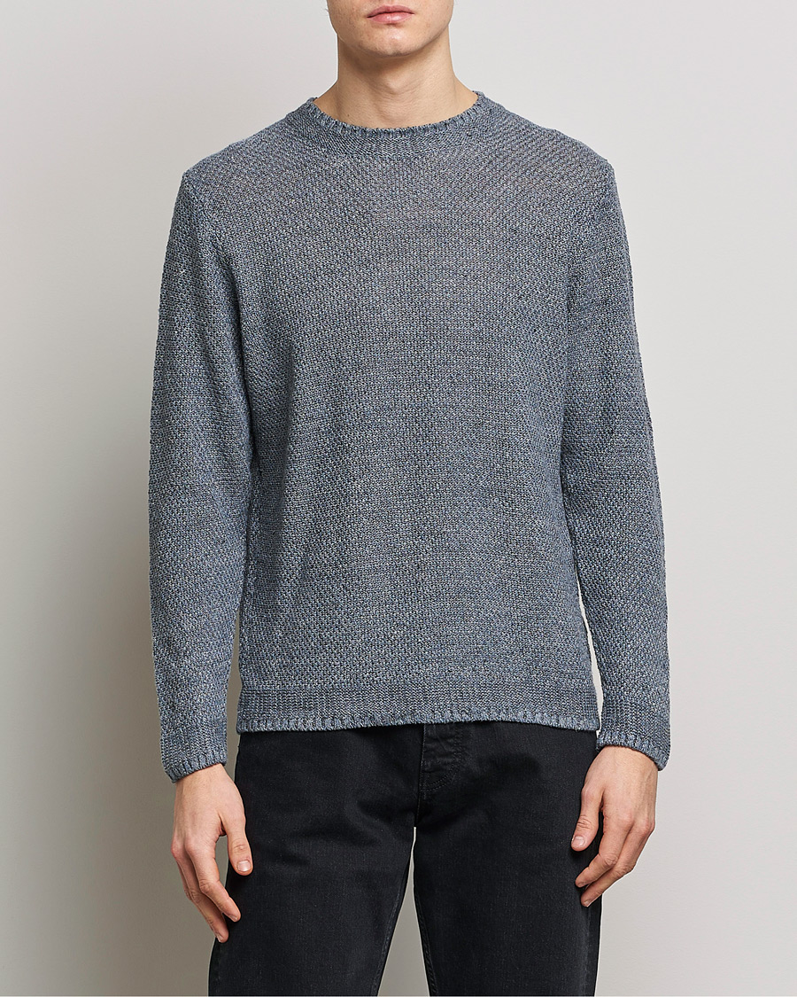 Herre |  | Inis Meáin | Moss Stiched Linen Crew Neck Greyish