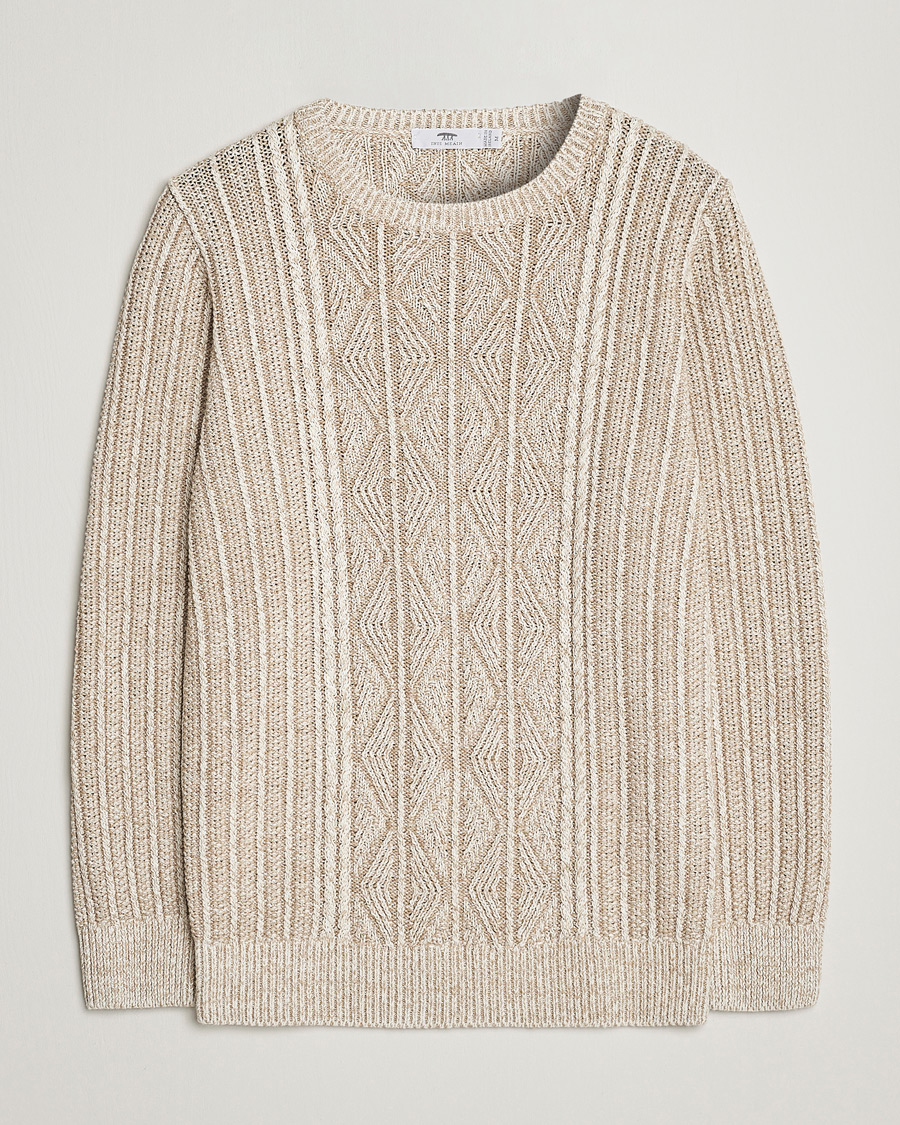 Herre | Gensere | Inis Meáin | Patented Aran Knitted Linen Crew Neck Beige