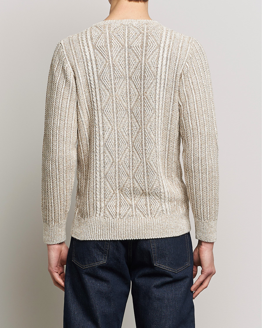 Herre | Gensere | Inis Meáin | Patented Aran Knitted Linen Crew Neck Beige