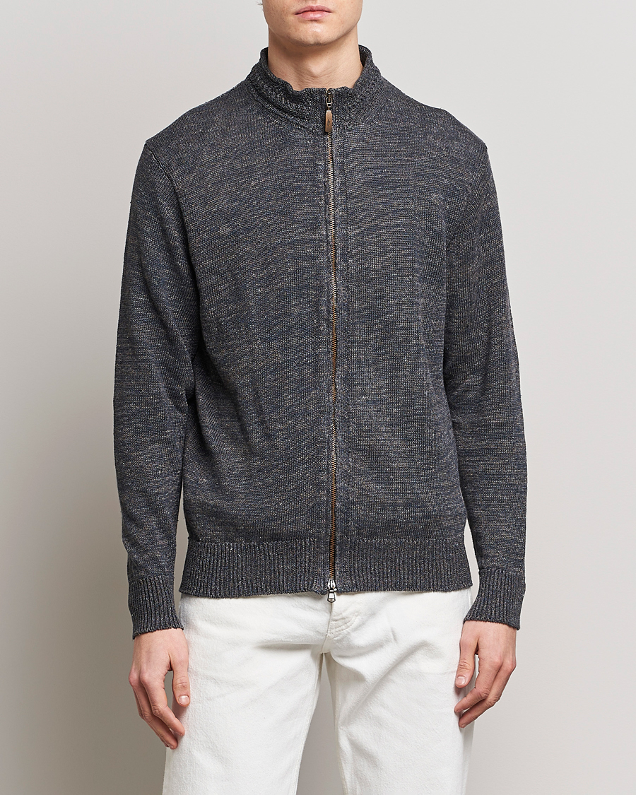 Herre |  | Inis Meáin | Chevron Washed Donegal Linen Zipper Stone