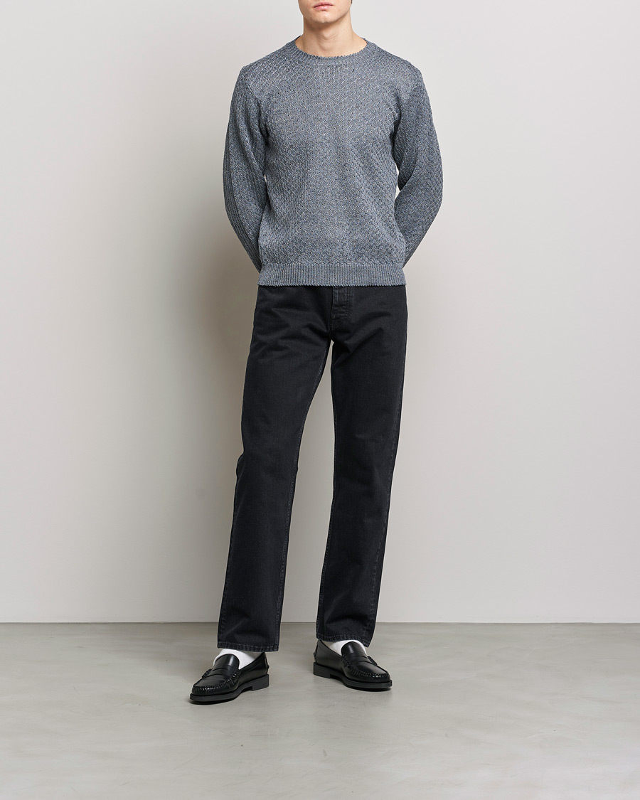Herre | Gensere | Inis Meáin | Fishnet Linen Sweater Stone
