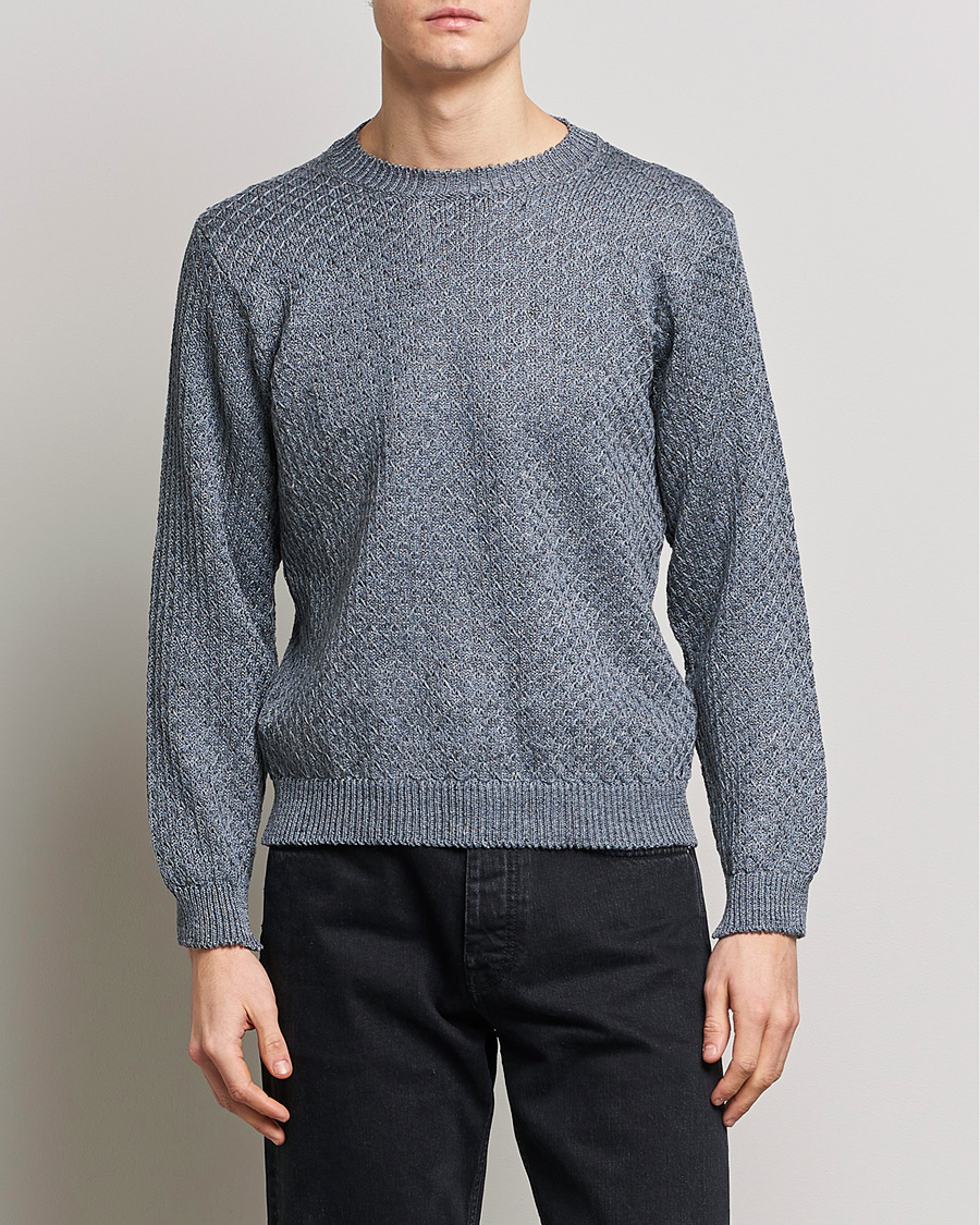 Herre | Gensere | Inis Meáin | Fishnet Linen Sweater Stone