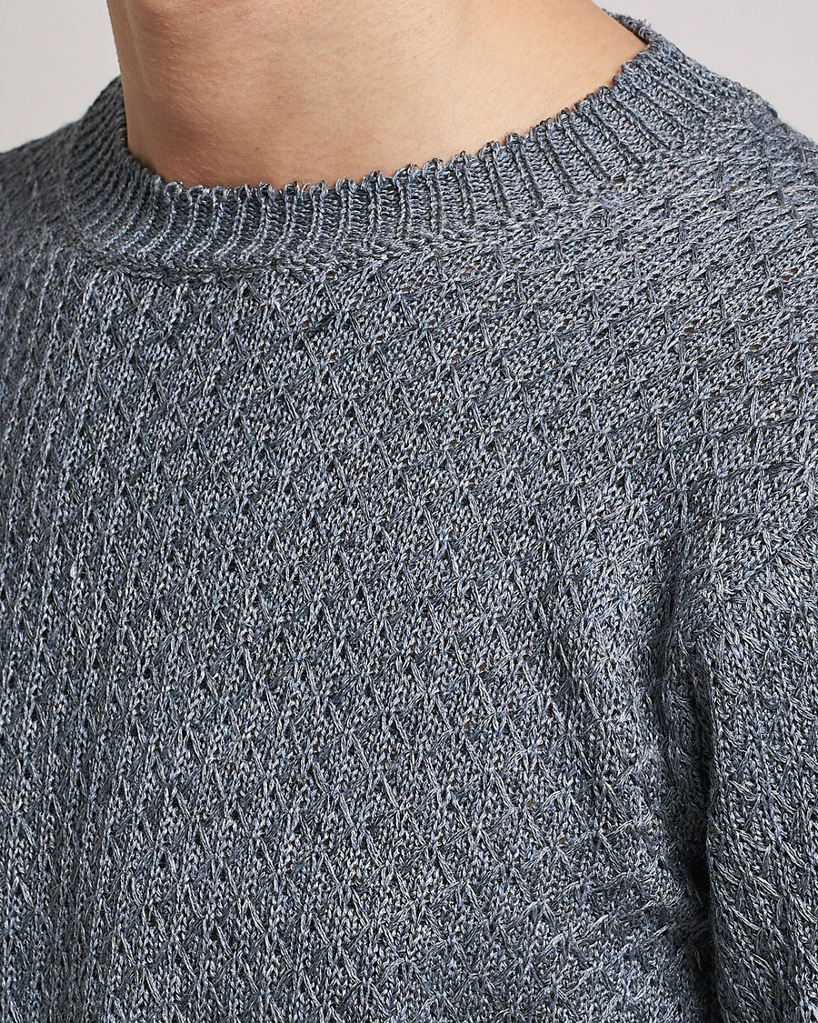 Herre | Gensere | Inis Meáin | Fishnet Linen Sweater Stone