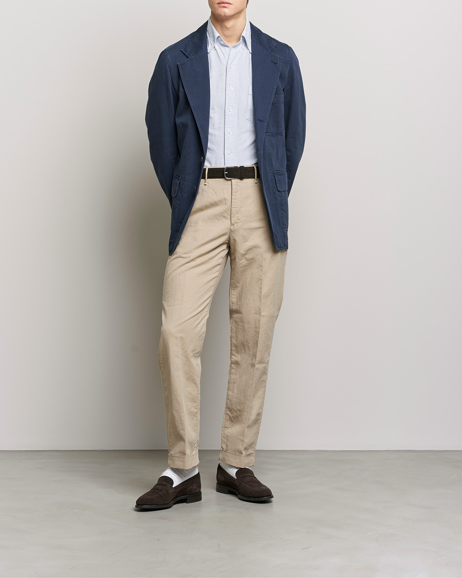 Herre | Dressjakker | Drake's | MKI Cotton Herringbone Games Blazer Navy