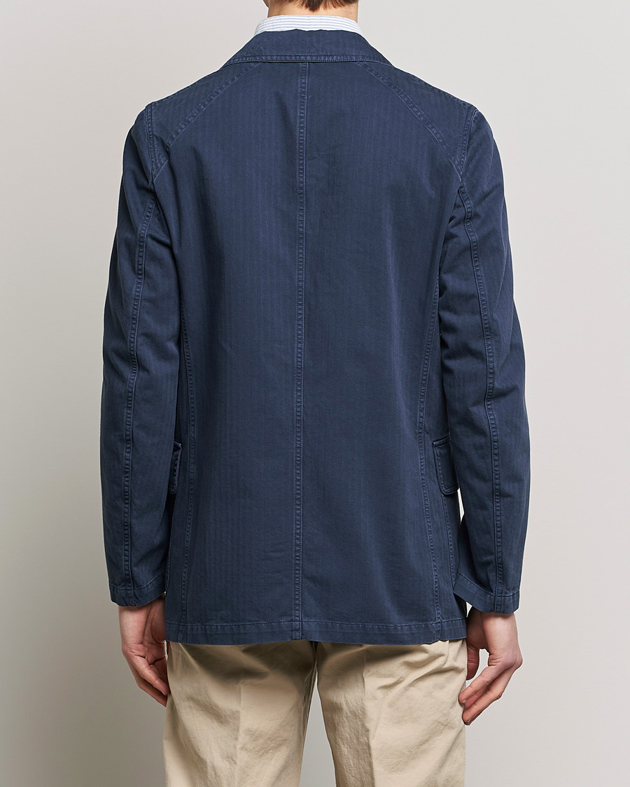 Herre | Dressjakker | Drake's | MKI Cotton Herringbone Games Blazer Navy