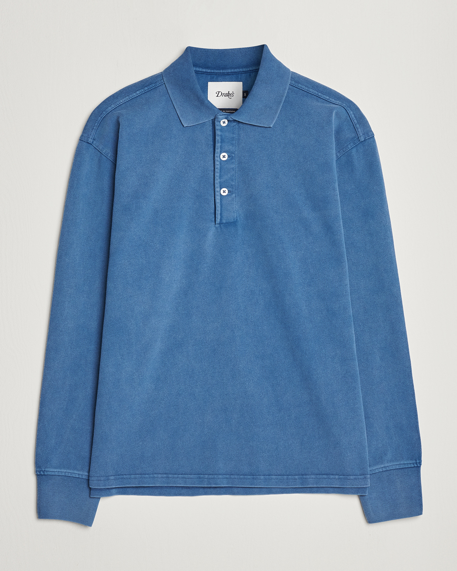 Herre | Gensere | Drake's | Long Sleeve Jersey Polo Navy