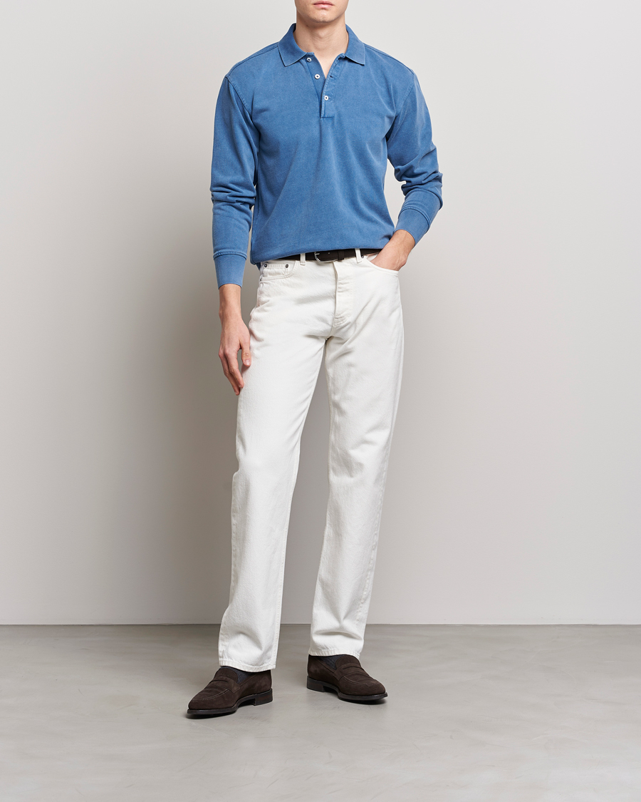 Herre | Gensere | Drake's | Long Sleeve Jersey Polo Navy