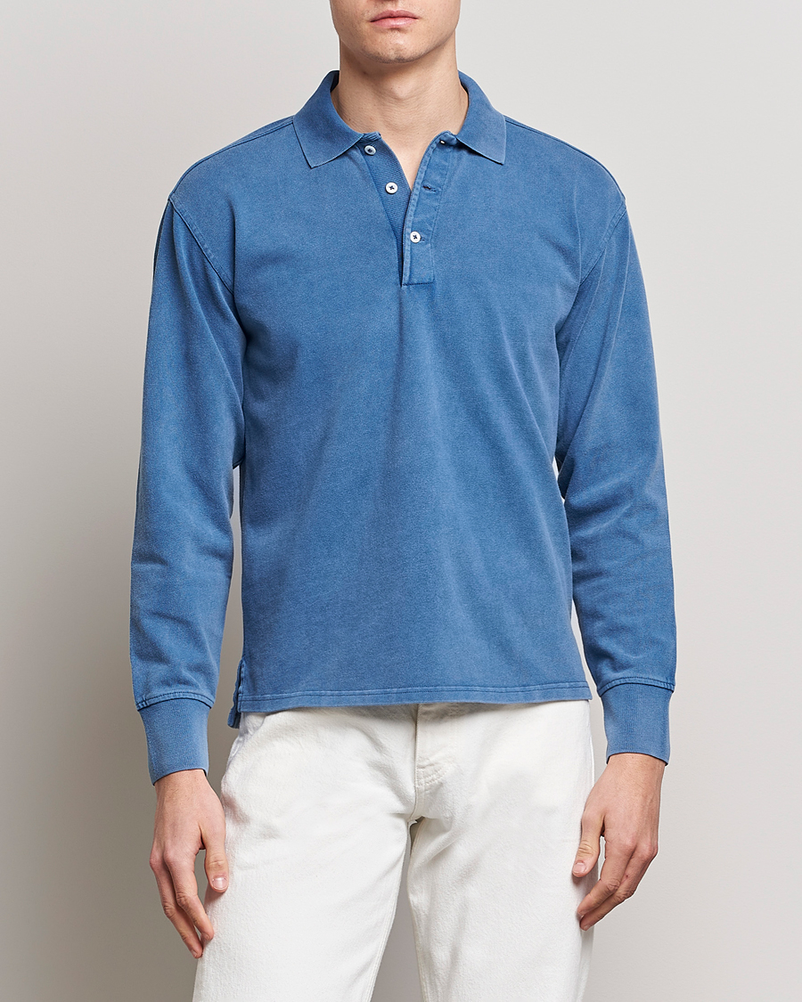 Herre | Gensere | Drake's | Long Sleeve Jersey Polo Navy