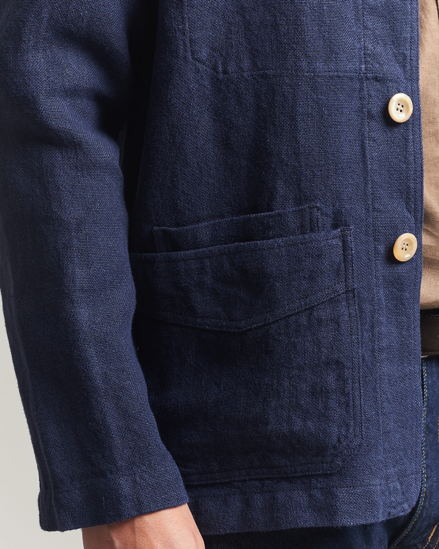 Herre | Jakker | Drake's | Heavy Linen 5-Pocket Chore Jacket Navy