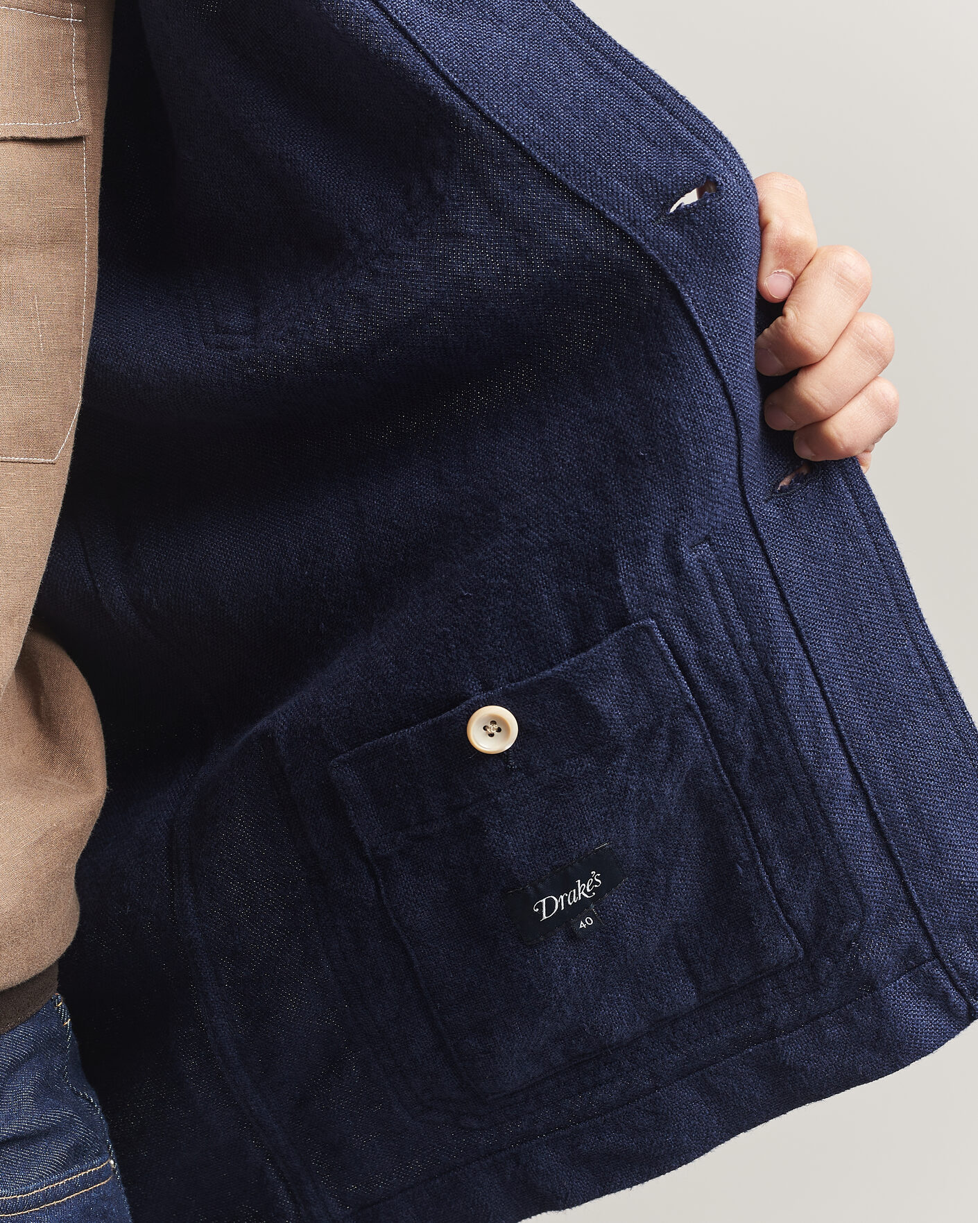 Herre | Jakker | Drake's | Heavy Linen 5-Pocket Chore Jacket Navy