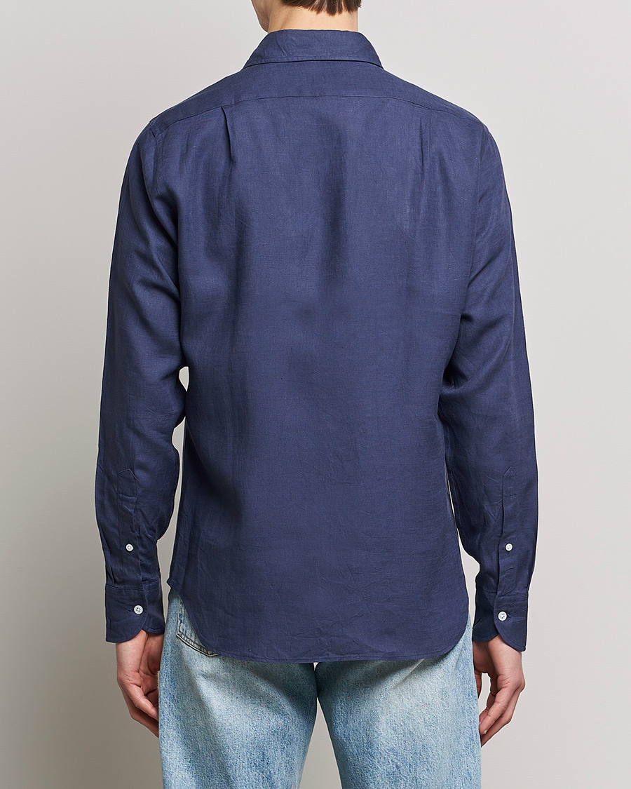 Herre | Skjorter | Drake's | Linen Summer Shirt Navy