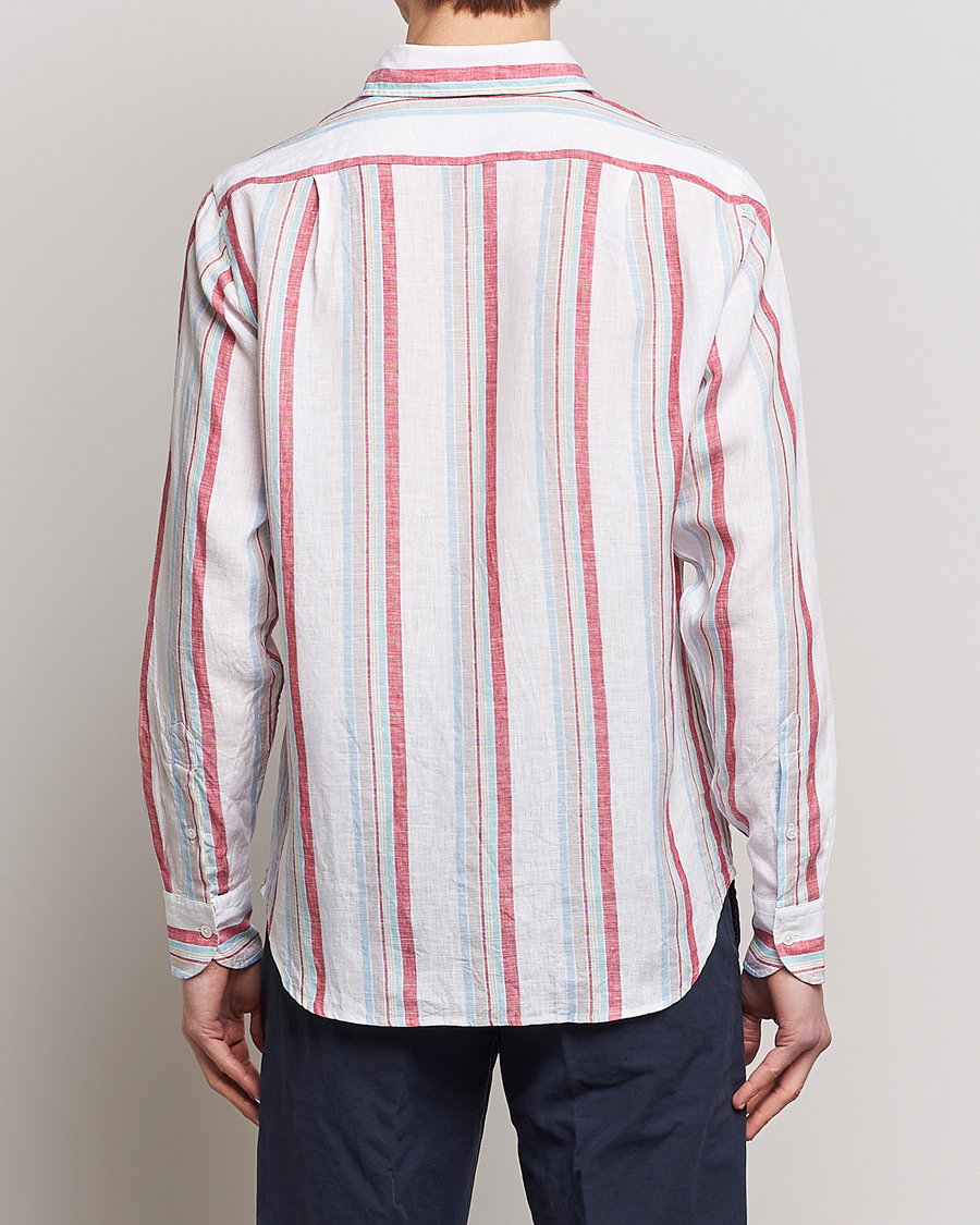 Herre | Skjorter | Drake's | Striped Linen Summer Shirt Multi