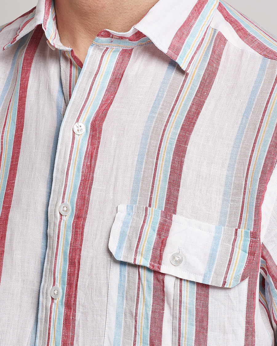Herre | Skjorter | Drake's | Striped Linen Summer Shirt Multi