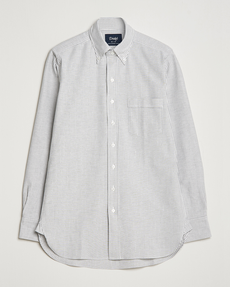 Herre | Skjorter | Drake's | Striped Button Down Oxford Shirt Black