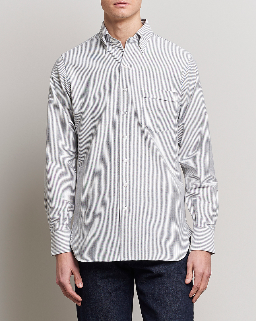 Herre | Skjorter | Drake's | Striped Button Down Oxford Shirt Black