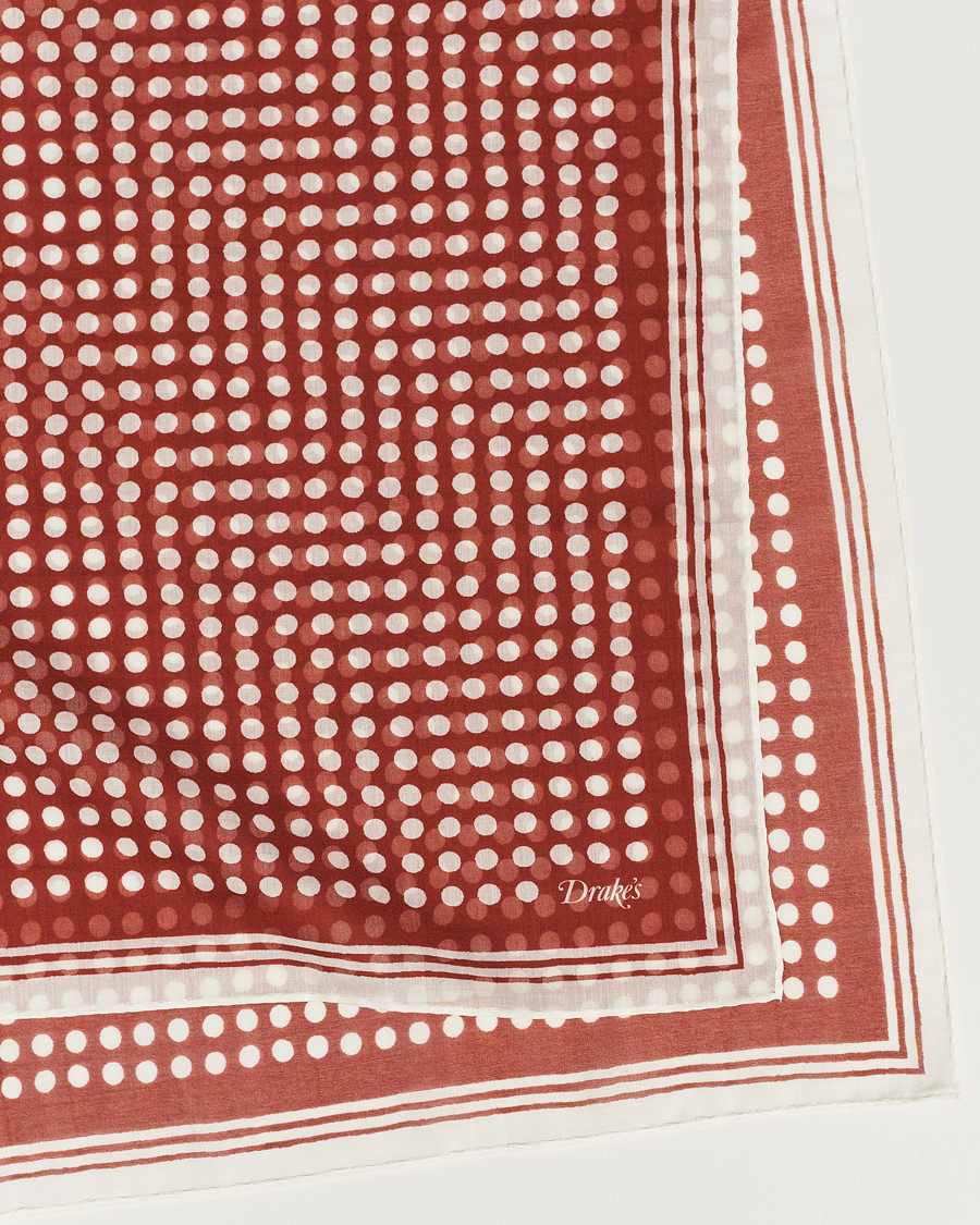 Herre |  | Drake's | All Over Spot Cotton/Silk Bandana Red