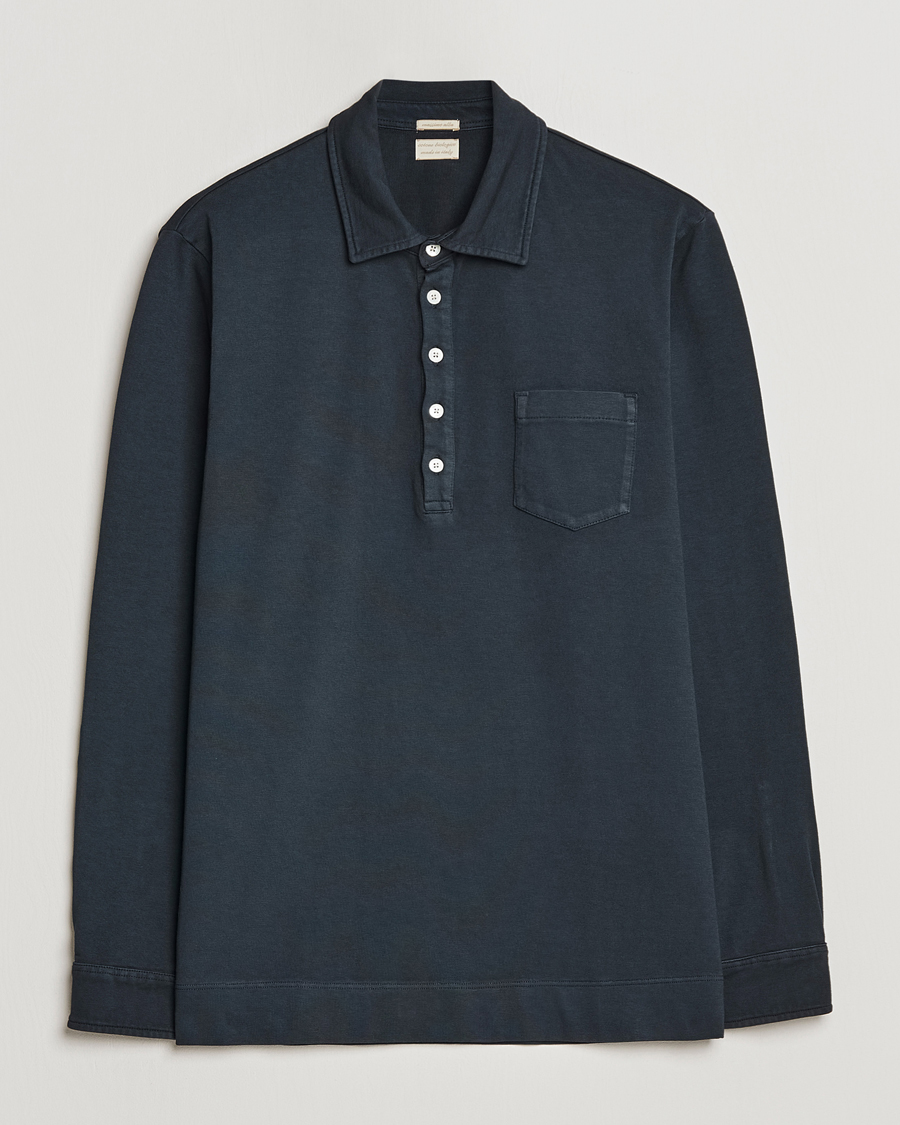 Herre | Gensere | Massimo Alba | Ischia Long Sleeve Cotton Polo Washed Black