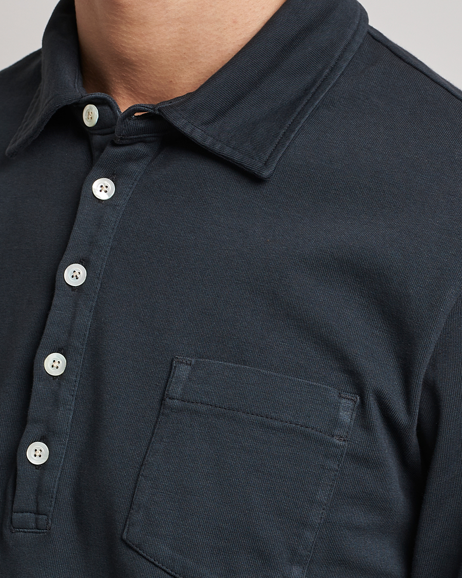 Herre | Gensere | Massimo Alba | Ischia Long Sleeve Cotton Polo Washed Black