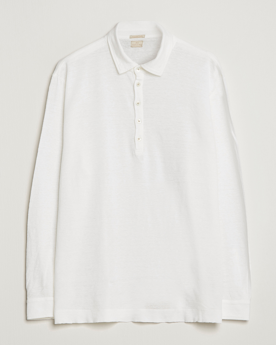 Herre | Gensere | Massimo Alba | Raya Long Sleeve Linen Polo White