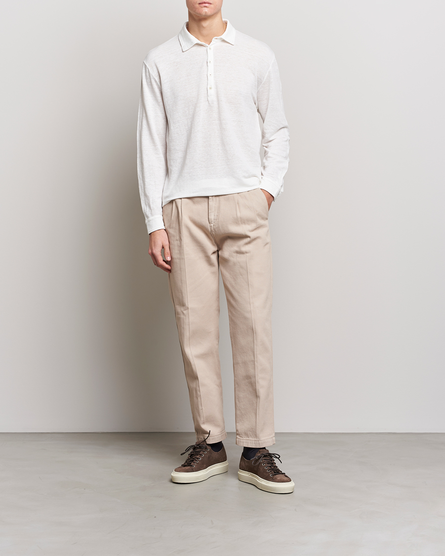 Herre | Gensere | Massimo Alba | Raya Long Sleeve Linen Polo White