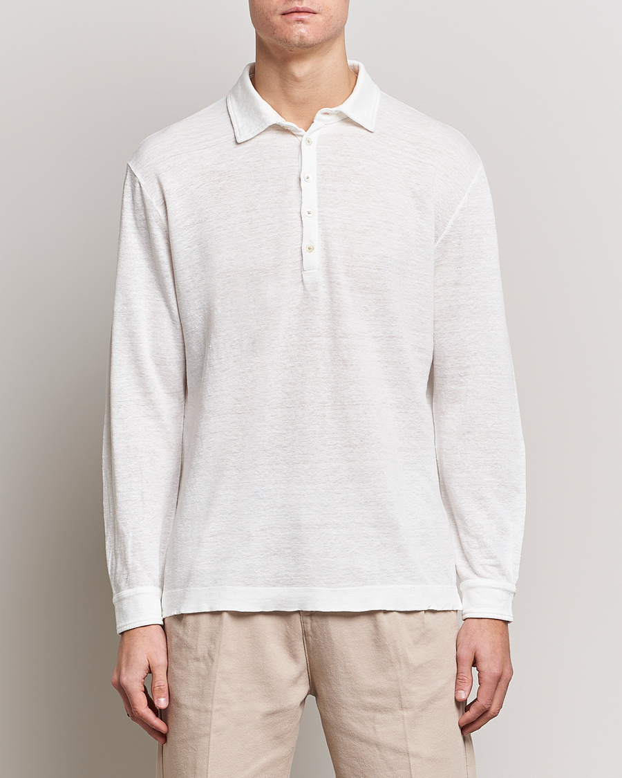 Herre | Gensere | Massimo Alba | Raya Long Sleeve Linen Polo White