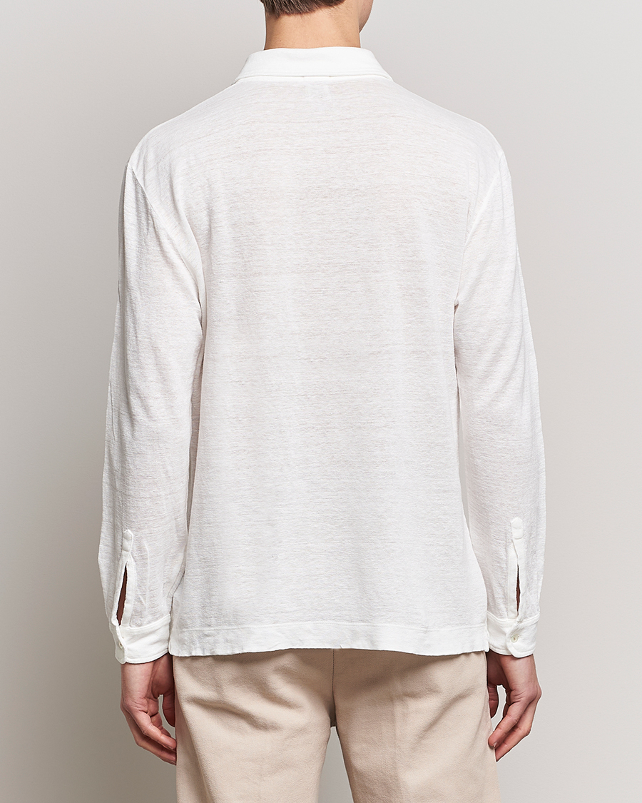Herre | Pikéer | Massimo Alba | Raya Long Sleeve Linen Polo White