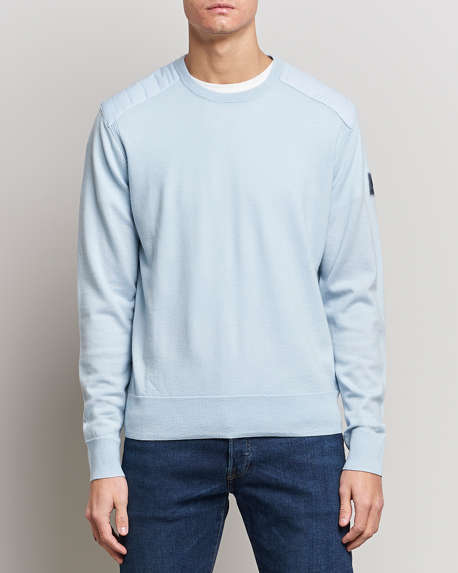 Herre | Pullovers rund hals | Belstaff | Kerrigan Crew Neck Merino Sweatshirt Sky Blue