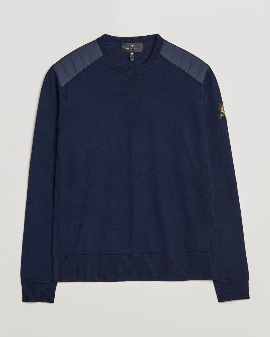 Herre | Gensere | Belstaff | Kerrigan Crew Neck Merino Sweatshirt Washed Navy