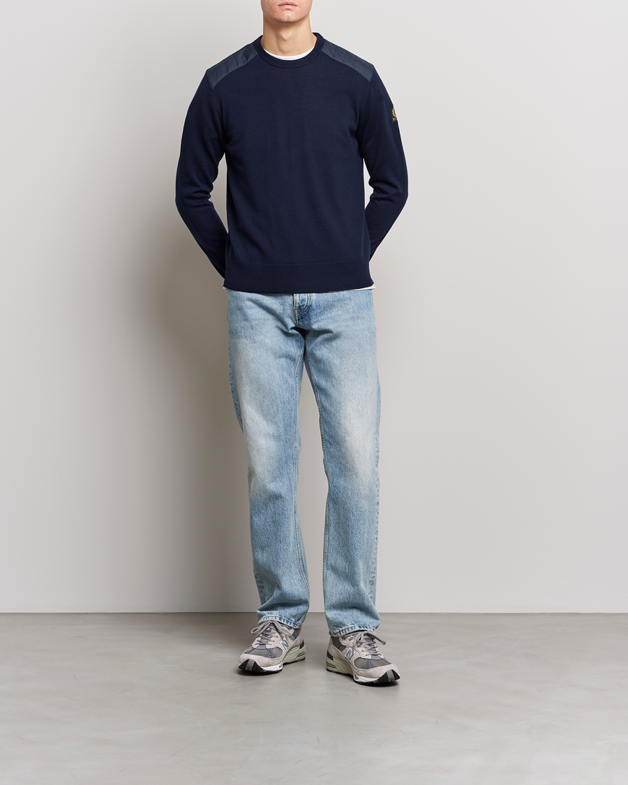 Herre | Gensere | Belstaff | Kerrigan Crew Neck Merino Sweatshirt Washed Navy