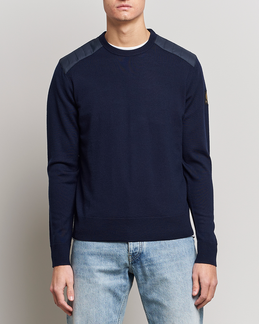Belstaff Kerrigan Crew Neck Merino Sweatshirt Washed Navy hos