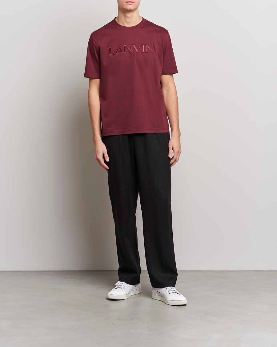 Herre | T-Shirts | Lanvin | Embroidered Tonal Logo T-Shirt Burgundy