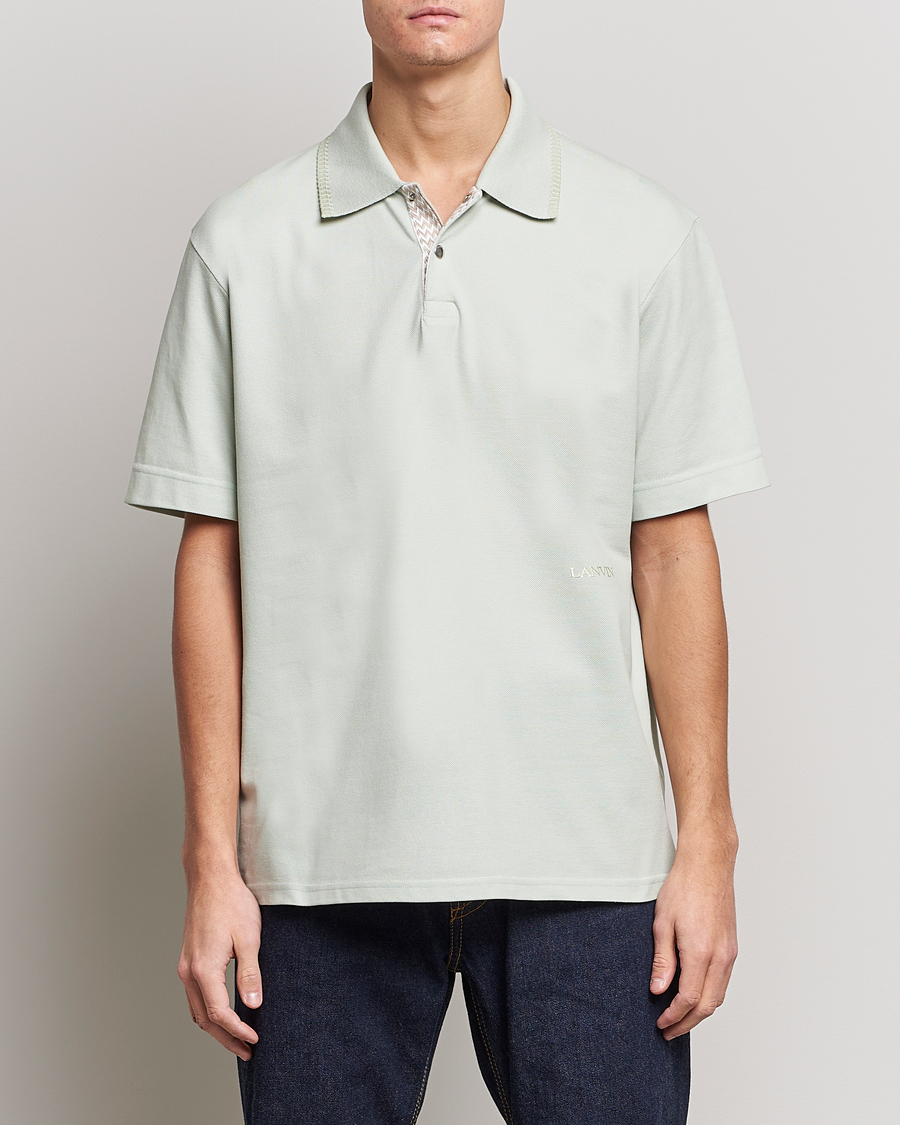Herre |  | Lanvin | Embroidered Logo Polo Shirt Sage