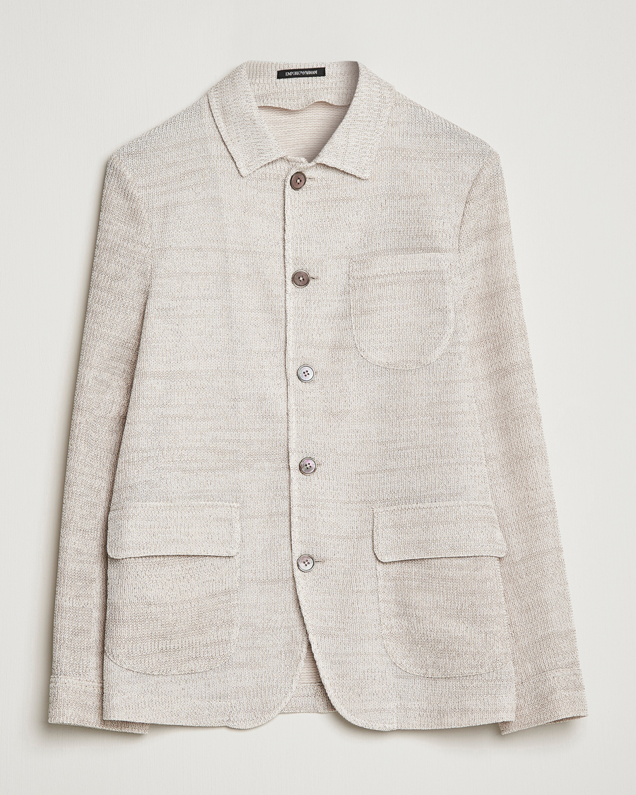 Herre | Dressjakker | Emporio Armani | Cotton Knitted Jacket Sand