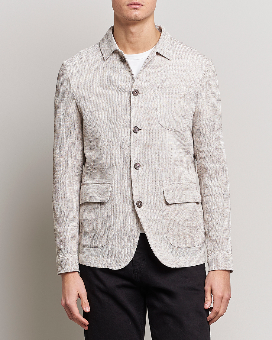 Herre | Strikkede blazere  | Emporio Armani | Cotton Knitted Jacket Sand