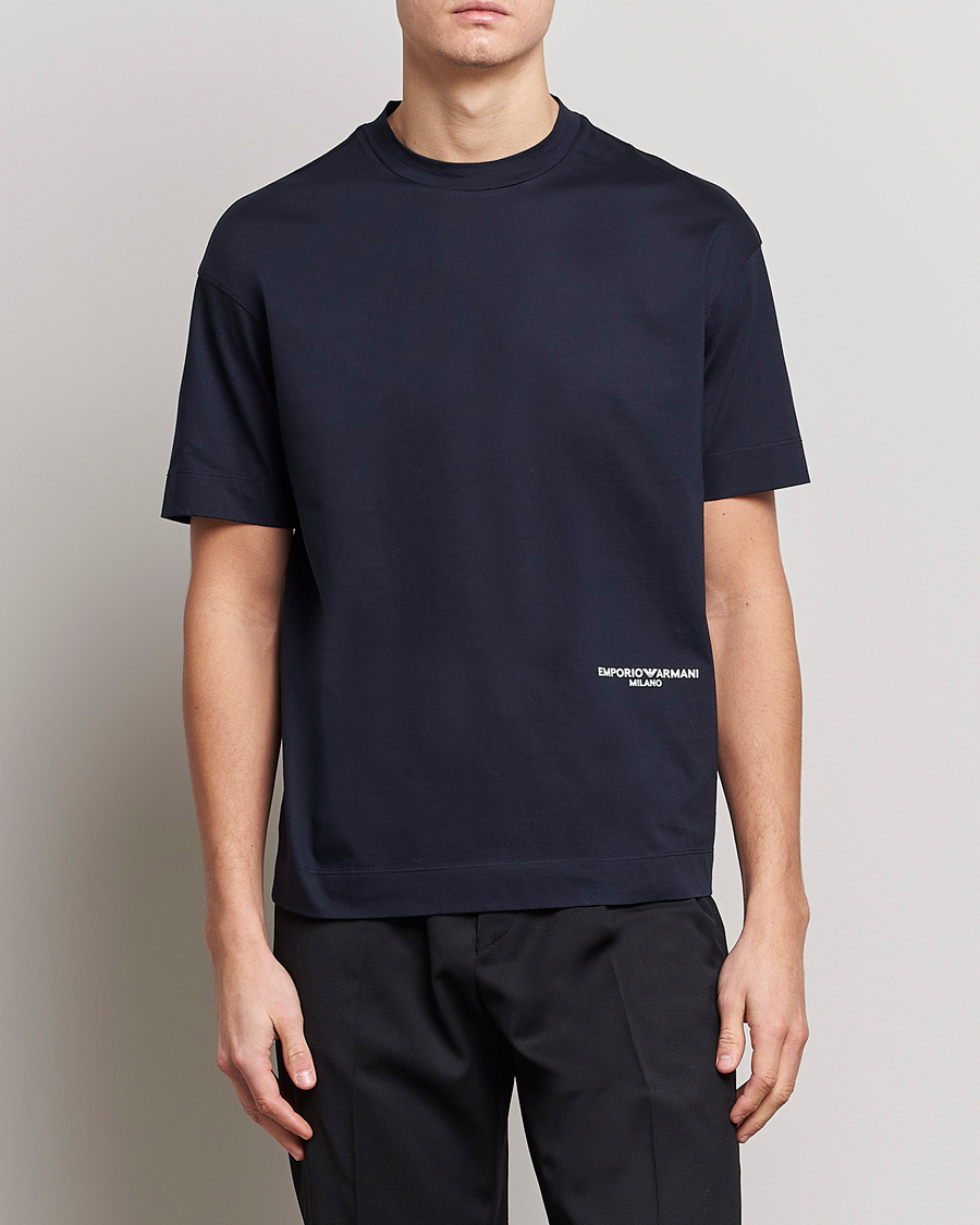 Herre | T-Shirts | Emporio Armani | Cotton T-Shirt Navy