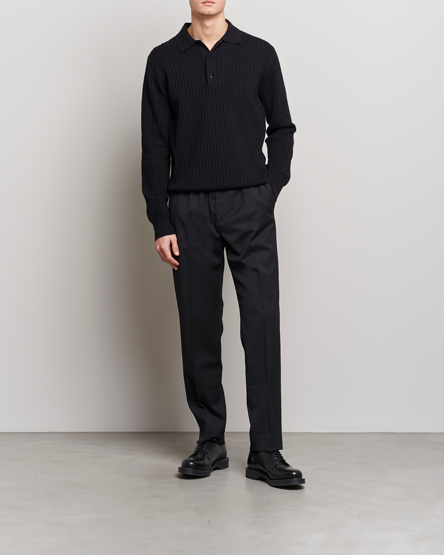 Herre | Gensere | Filippa K | Knitted Polo Shirt Black