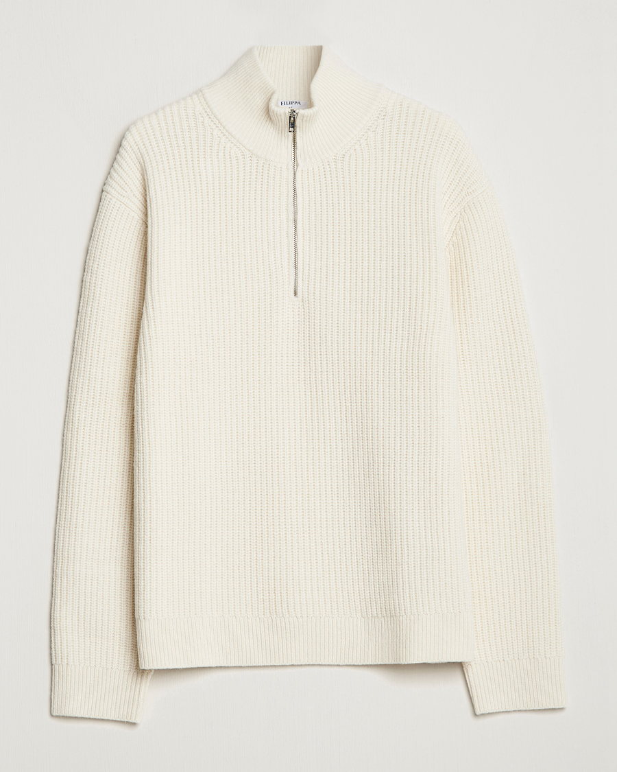 Herre | Gensere | Filippa K | Half Zip Sweater Off White
