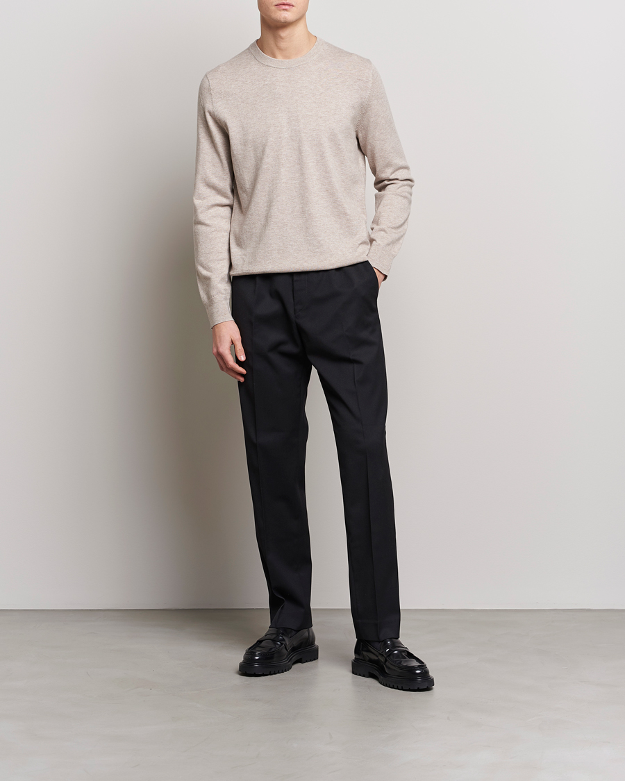 Herre | Gensere | Filippa K | Cotton Merino Sweater Beige Melange