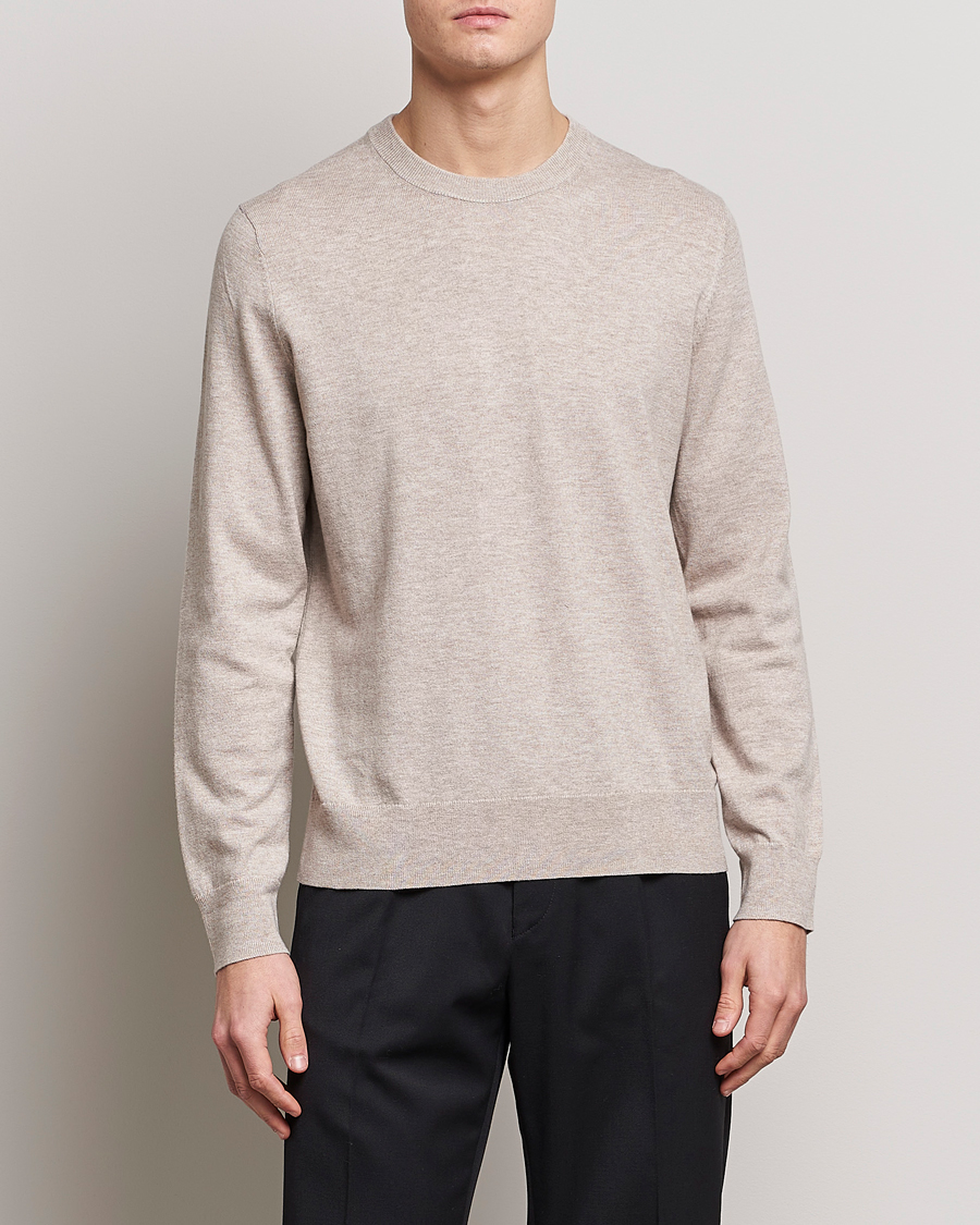 Herre | Gensere | Filippa K | Cotton Merino Sweater Beige Melange