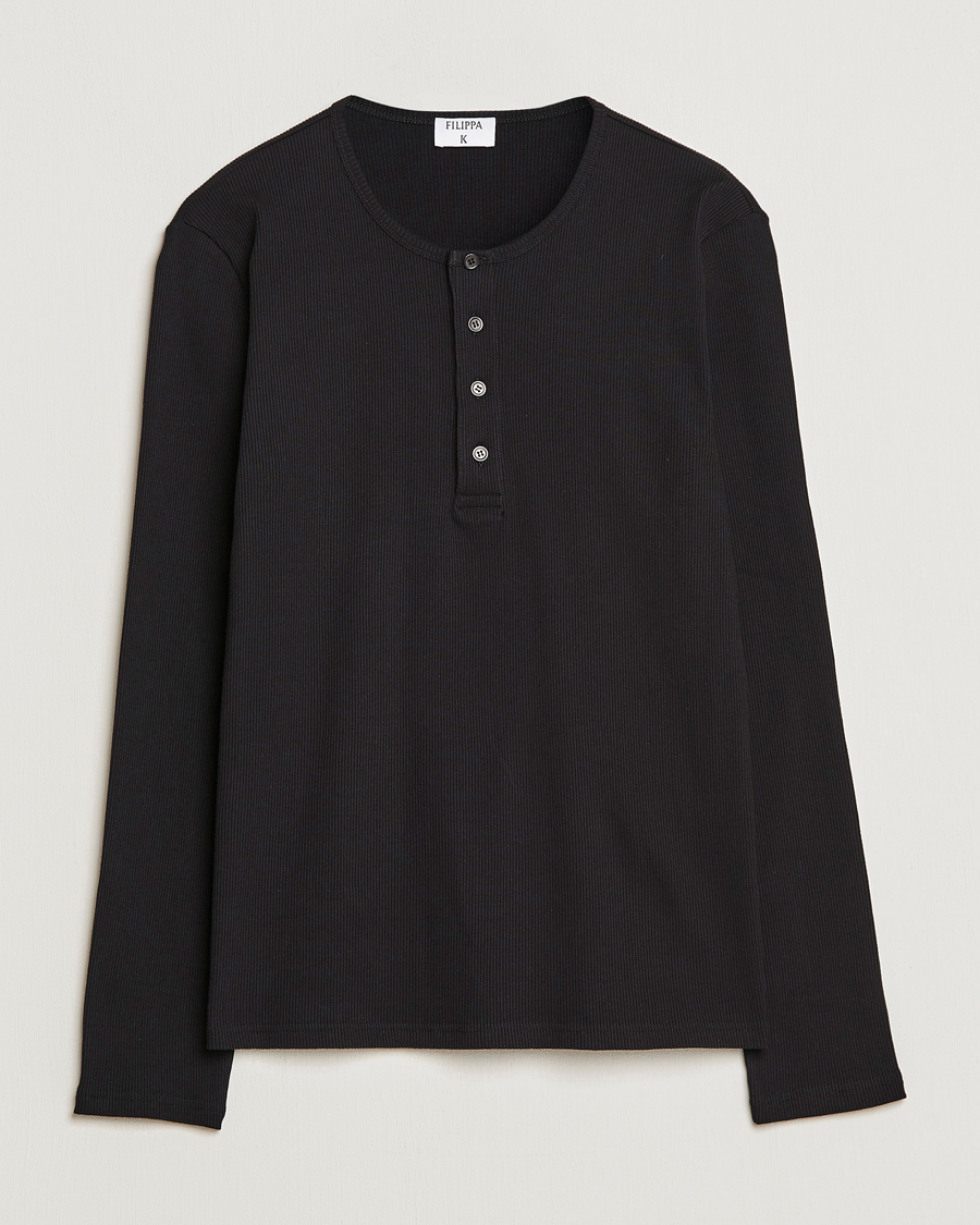 Herre | Gensere | Filippa K | Rib Henley Black
