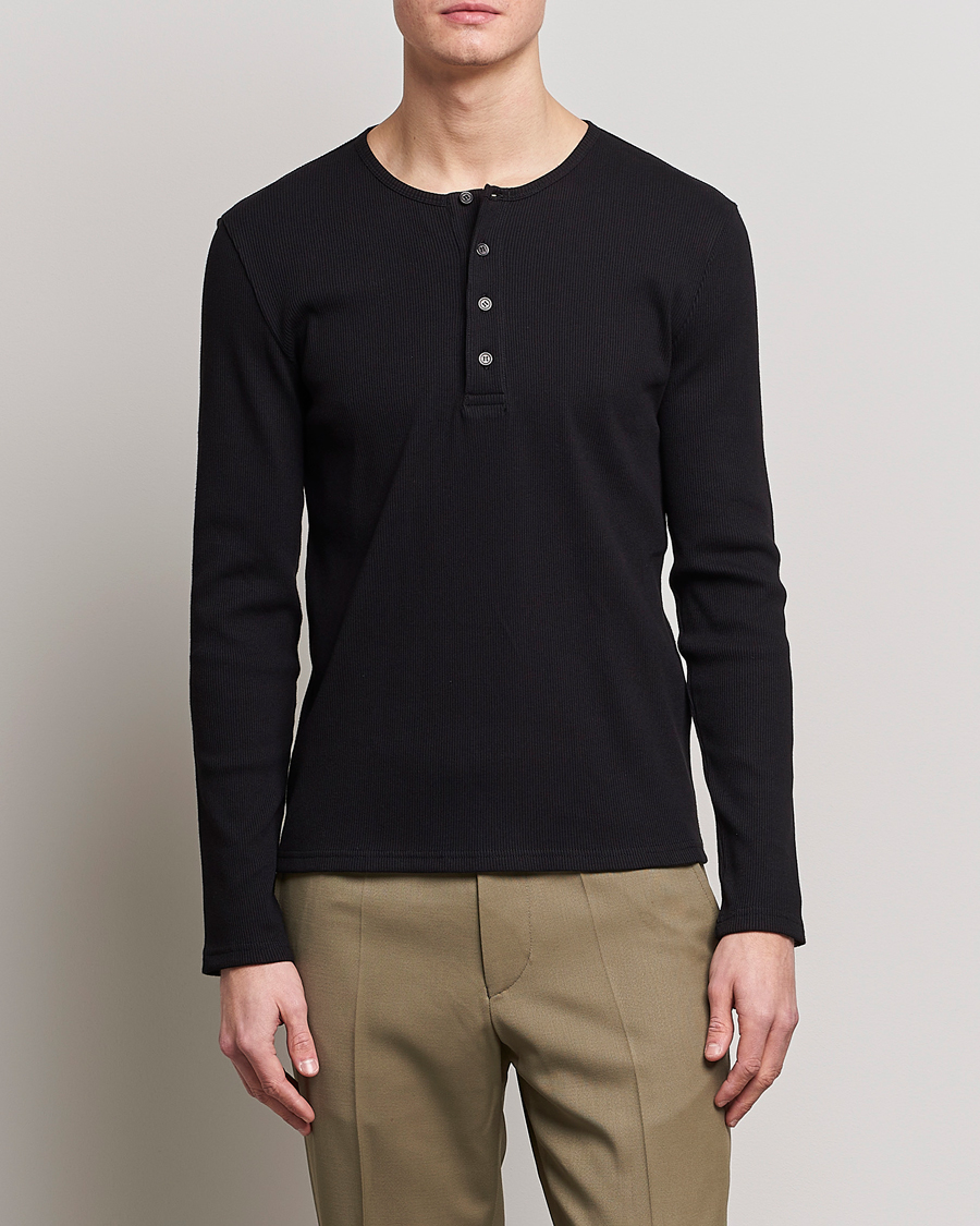 Herre | Gensere | Filippa K | Rib Henley Black