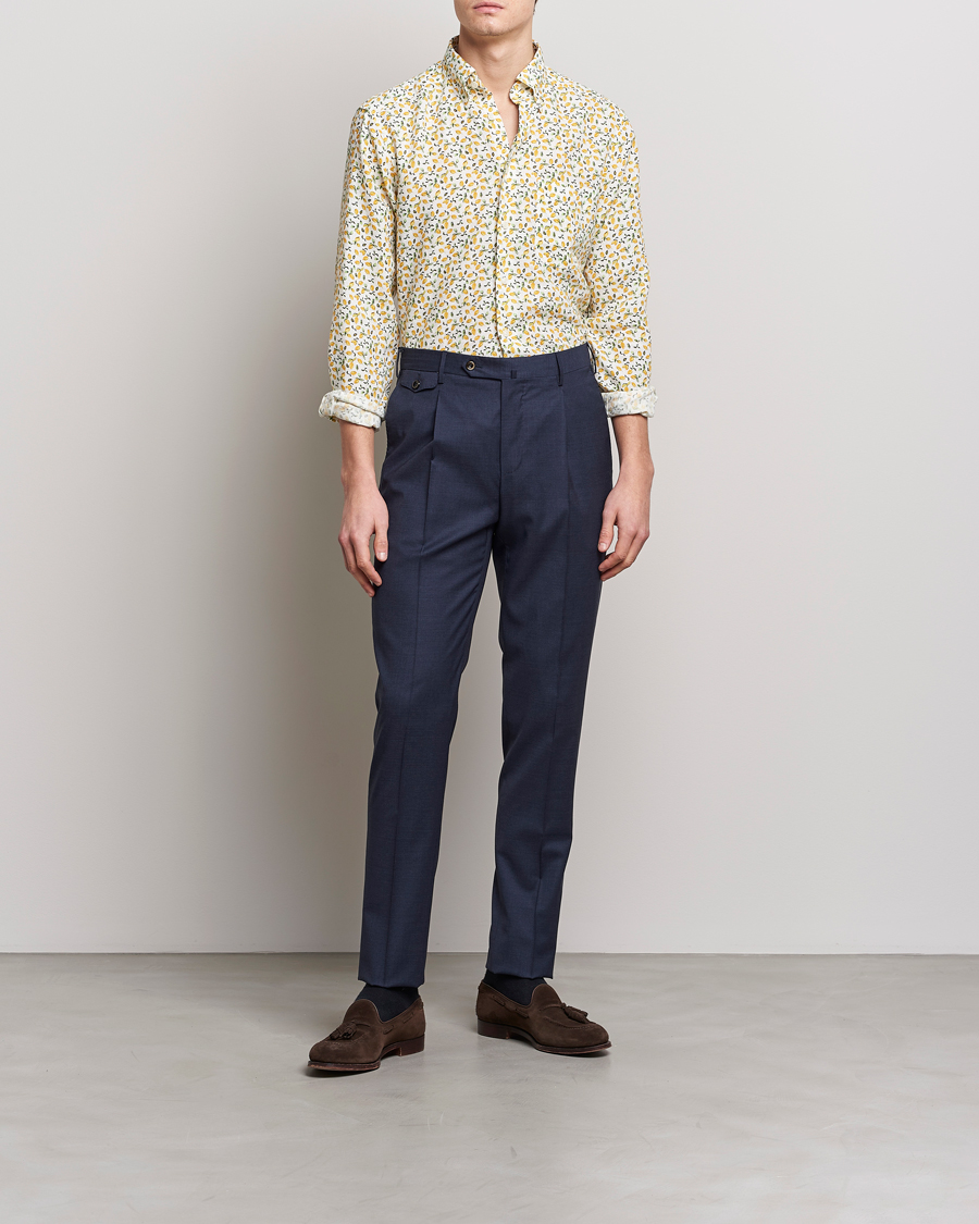 Herre | Skjorter | Eton | Lemon Print Contemporary Linen Shirt Yellow
