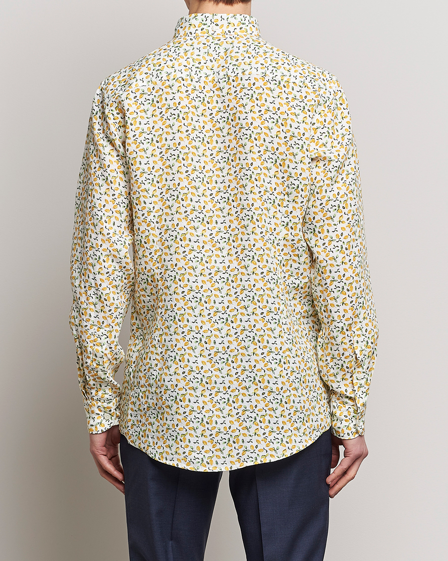 Herre | Skjorter | Eton | Lemon Print Contemporary Linen Shirt Yellow