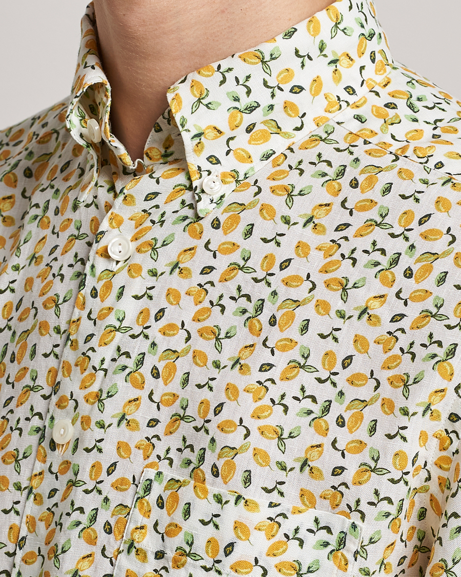 Herre | Skjorter | Eton | Lemon Print Contemporary Linen Shirt Yellow