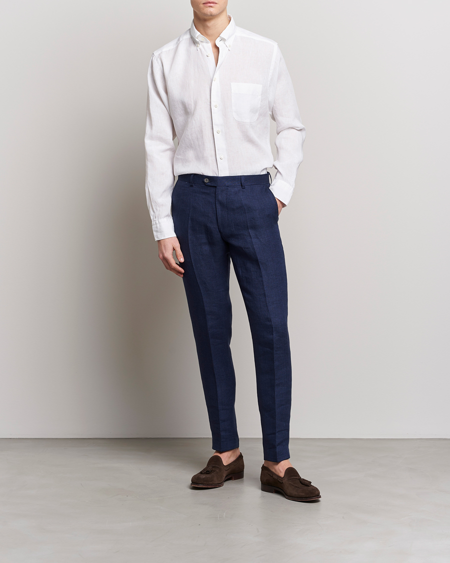 Herre | Skjorter | Eton | Slim Fit Linen Shirt White