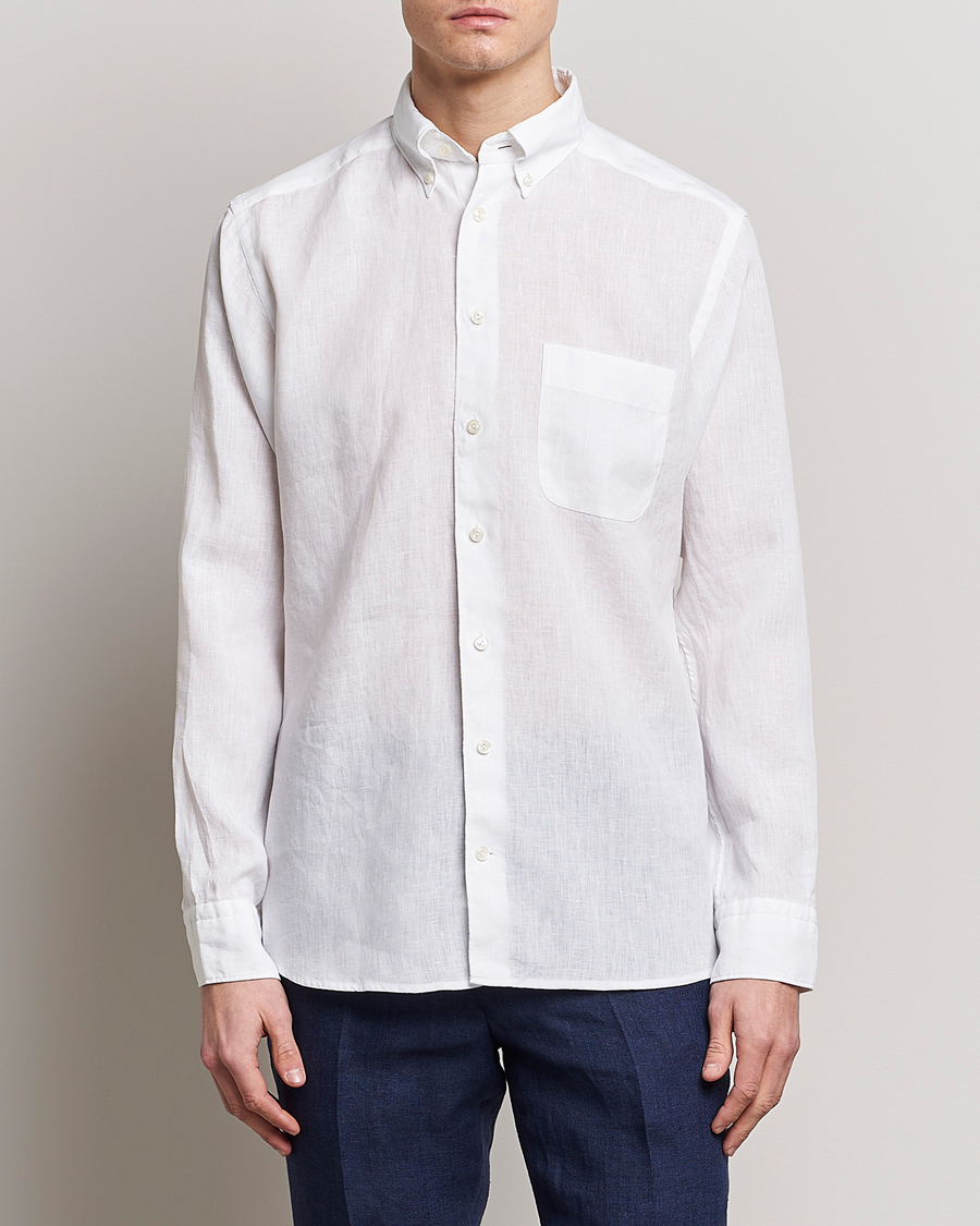 Herre | Casual | Eton | Slim Fit Linen Shirt White