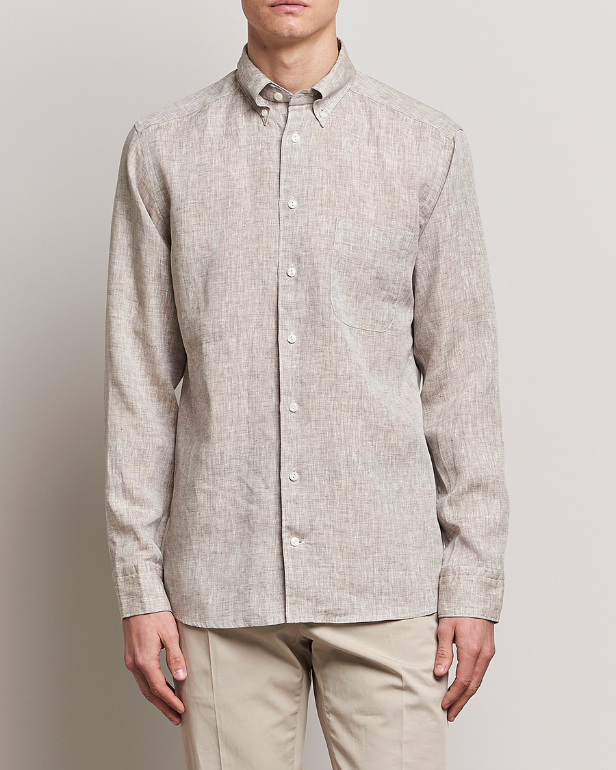 Herre | Linskjorter | Eton | Slim Fit Linen Shirt Brown