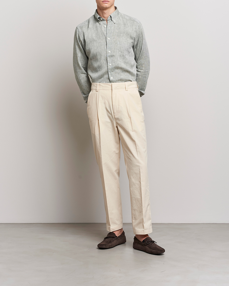Herre | Skjorter | Eton | Slim Fit Linen Shirt Green